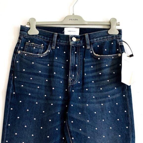 Current/Elliott The Vintage Studded Jeans Size 28 Blue Silver NWT - Picture 7 of 11